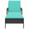 Transat avec coussin Noir 63x200x81 cm en rattan 