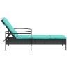 Transat avec coussin Noir 63x200x81 cm en rattan 