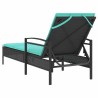 Transat avec coussin Noir 63x200x81 cm en rattan 