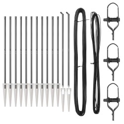 Ensemble de poteaux de clôture 13 pcs Gris Ø32mm 160 cm Métal 