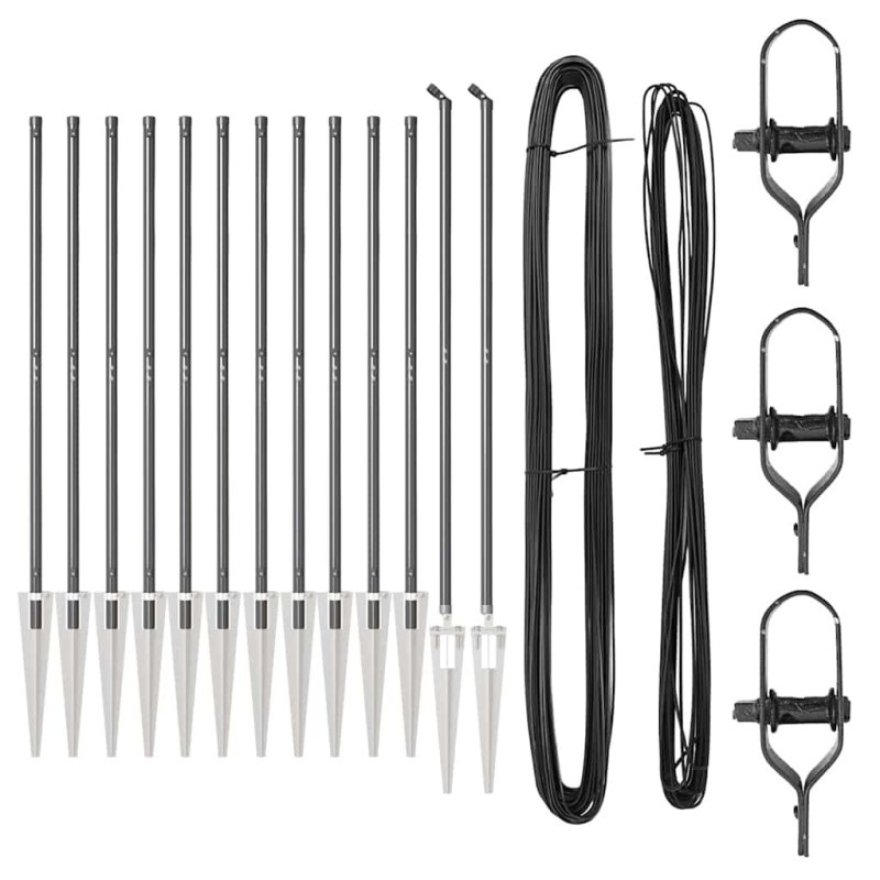 Ensemble de poteaux de clôture 13 pcs Gris Ø32mm 160 cm Métal 