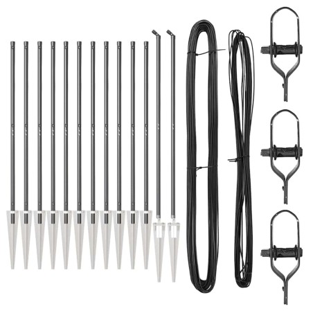 Ensemble de poteaux de clôture 13 pcs Gris Ø32mm 160 cm Métal 