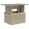 Table de jardin dessus en verre gris clair 100x55x73 cm rotin 
