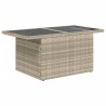 Table de jardin dessus en verre gris clair 100x55x73 cm rotin 