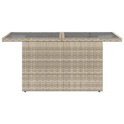 Table de jardin dessus en verre gris clair 100x55x73 cm rotin 
