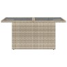Table de jardin dessus en verre gris clair 100x55x73 cm rotin 