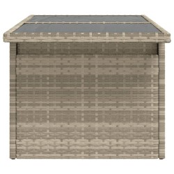 Table de jardin dessus en verre gris clair 100x55x73 cm rotin 
