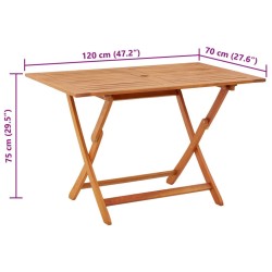 Table pliable de jardin 120x70x75 cm bois d'eucalyptus solide 