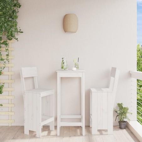 Tabourets de bar lot de 2 blanc 40x48,5x115,5cm bois massif pin 