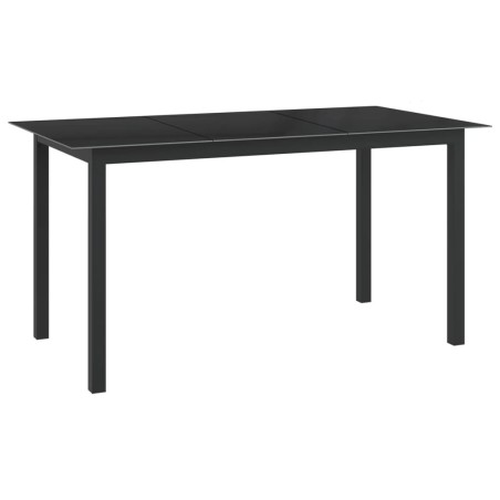 Table de jardin Noir 150x90x74 cm Aluminium et verre 