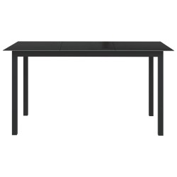 Table de jardin Noir 150x90x74 cm Aluminium et verre 