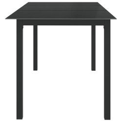 Table de jardin Noir 150x90x74 cm Aluminium et verre 