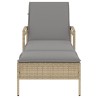 Chaise longue avec coussin beige 63x200x81 cm résine tressée 