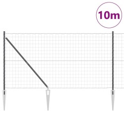Clôture Euro avec 7 poteaux pointus, 1.2 x 10 m en acier galvanisé gris 