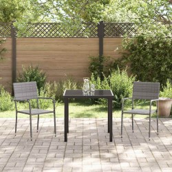 Ensemble de jardin 3 pièces en Poly Rattan Gris 