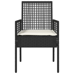 Chaises de jardin 2 pcs avec coussins Noir Poly Rattan 