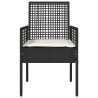 Chaises de jardin 2 pcs avec coussins Noir Poly Rattan 