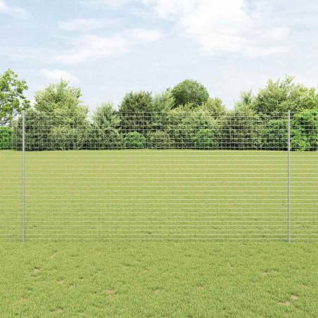 Clôture Euro avec 10 poteaux argentés 1,6x10 m en acier 