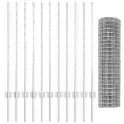 Euro Fence avec 22 poteaux en U Argent 1x25 m Acier 