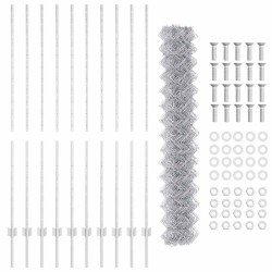 Clôture grillage avec 20 poteaux en U Argent 1,6x10 m Acier 
