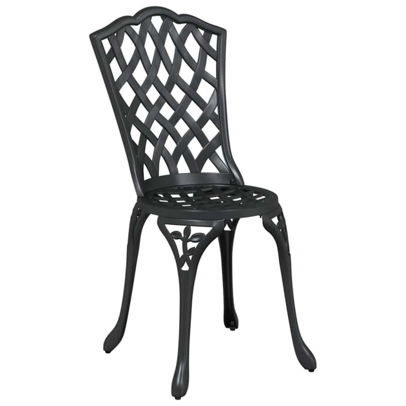 Chaises de jardin 2 pcs Noir en aluminium coulé 
