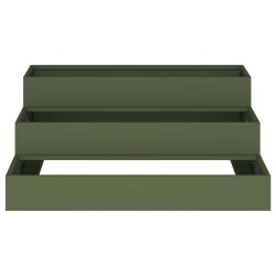 jardinière de jardin 3 niveaux 90x90x35 cm olive acier 