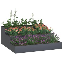 Jardinière de jardin 3 niveaux 90x90x35 cm Anthracite Acier 