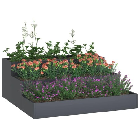 Jardinière de jardin 3 niveaux 90x90x35 cm Anthracite Acier 