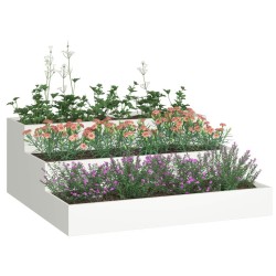 Jardinière de jardin 3 niveaux 90x90x35 cm Acier blanc 