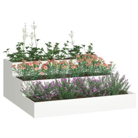 Jardinière de jardin 3 niveaux 90x90x35 cm Acier blanc 