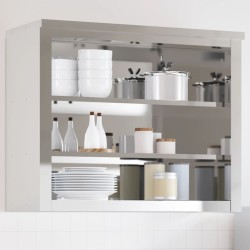 Armoire murale de cuisine avec étagères acier inoxydable 