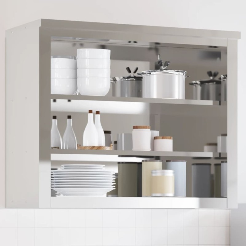 Armoire murale de cuisine avec étagères acier inoxydable 