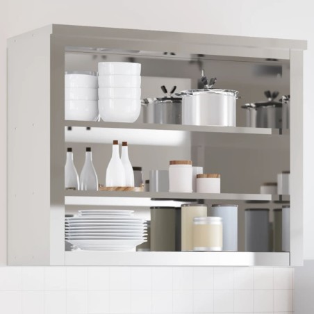 Armoire murale de cuisine avec étagères acier inoxydable 