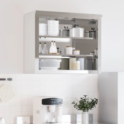 Armoire murale de cuisine avec étagères acier inoxydable 