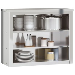Armoire murale de cuisine avec étagères acier inoxydable 