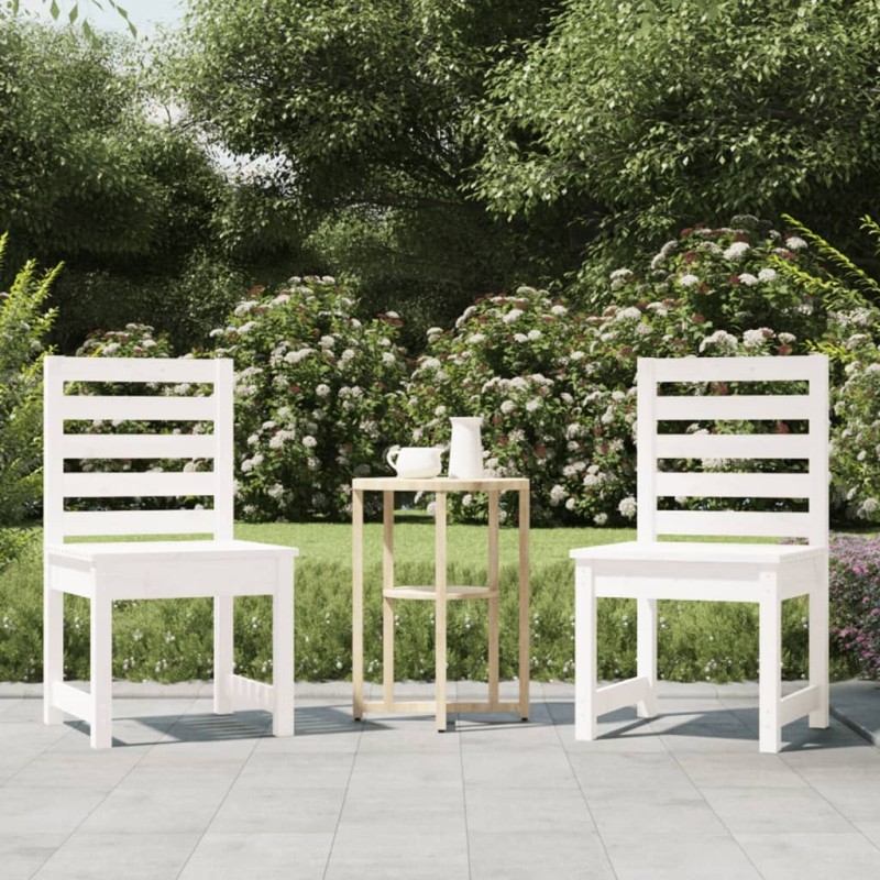 Chaises de jardin lot de 2 blanc 50x48x91,5 cm bois massif pin 