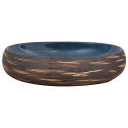 Vasque à poser marron et bleu ovale 59x40x15 cm céramique 