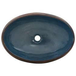Vasque à poser marron et bleu ovale 59x40x15 cm céramique 
