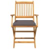 Chaises de jardin pliantes avec coussin gris 2 pièces en bois d'acacia solide 