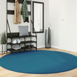 Tapis OVIEDO à poils courts turquoise Ø 200 cm 