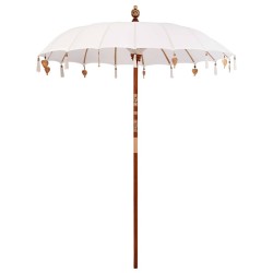 Parasol Crème x 250 cm Coton et bois massif 