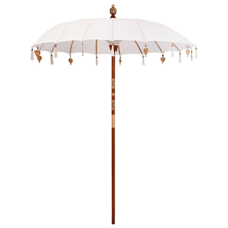 Parasol Crème x 250 cm Coton et bois massif 