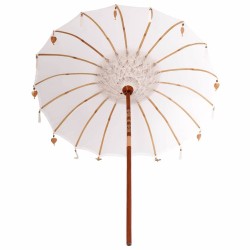 Parasol Crème x 250 cm Coton et bois massif 