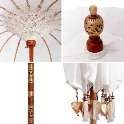 Parasol Crème x 250 cm Coton et bois massif 