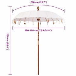 Parasol Crème x 250 cm Coton et bois massif 