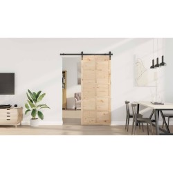 Porte coulissante Marron 80 x 208 cm Bois massif en pin 