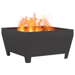 brasero noir carré 80x80x43 cm en acier 