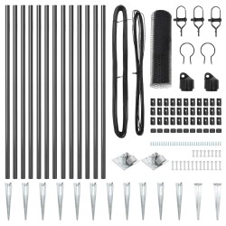 Ensemble de Clôture 2 pièces Gris Métal, Maille Grand Résistant 