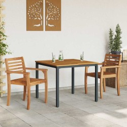 Table de jardin 90 x 90 x 75 cm en acacia massif et métal. 