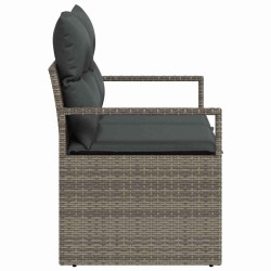 Sofa de jardin 2 places avec coussins gris en poly rotin 